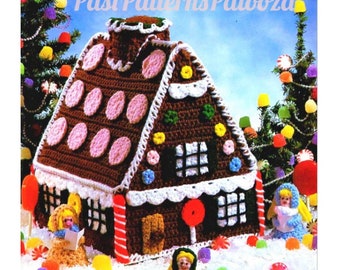 Vintage Crochet Pattern 12" Christmas Gingerbread Cookie House with Caroler Dolls Display Centerpiece PDF Instant Digital Download 4 Ply