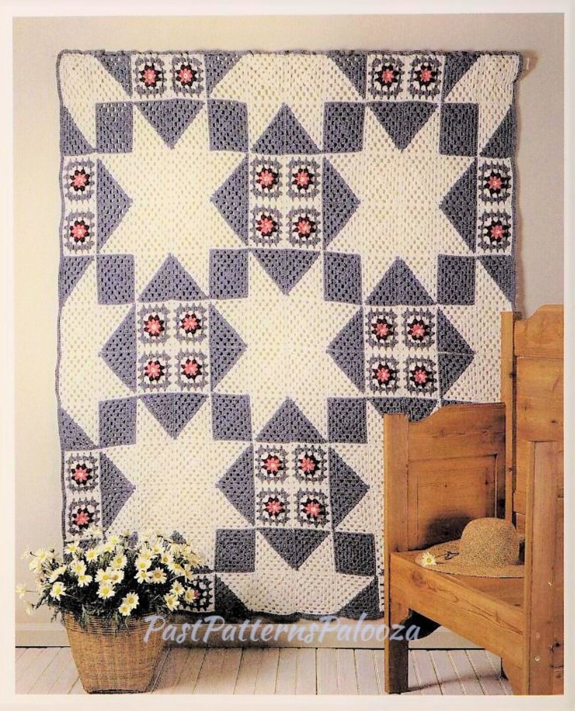 Vintage Crochet Pattern Texas Star Quilt and Rose Granny Etsy Canada