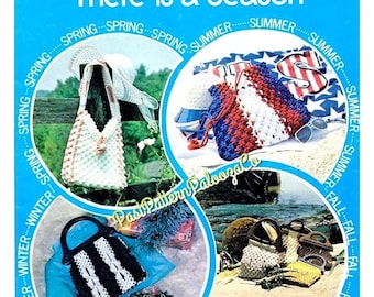 Vintage For Every Purse There Is A Season Macrame Handbags Patterns Book PDF Instant Download Retro Knots How To Instruction eBook Bags