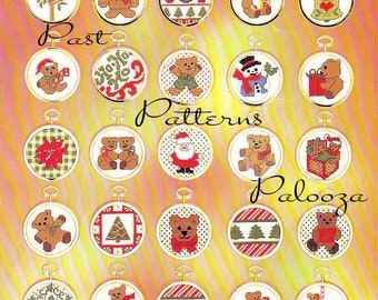 Vintage Cross Stitch Patterns 50 Mini Teddy Bear Christmas Ornaments PDF Instant Digital Download Classic Holiday Designs 2-3 Inch