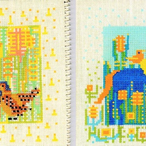 Vintage Cross Stitch Pattern Retro Whimsical Psychedelic Mod Quirky Animals PDF Instant Digital Download 1970s Embroidery 12 Designs image 5