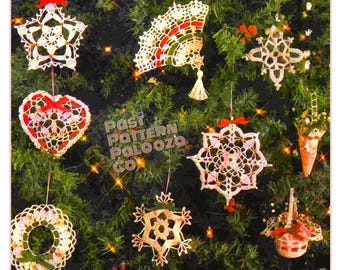 Vintage Crochet Patterns 6" Victorian Lace Christmas Ornaments White Cotton Thread Metallic Gold PDF Instant Digital Download Tree Trim