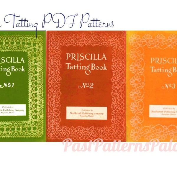 Vintage Priscilla Tatting Patterns Three eBooks No 1. No 2. No 3. Shuttle Lace Tatting Instructions Projects PDF Instant Digital Download