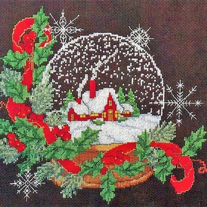 Vintage Counted Cross Stitch Pattern Christmas House Snow Globe Snowy ...