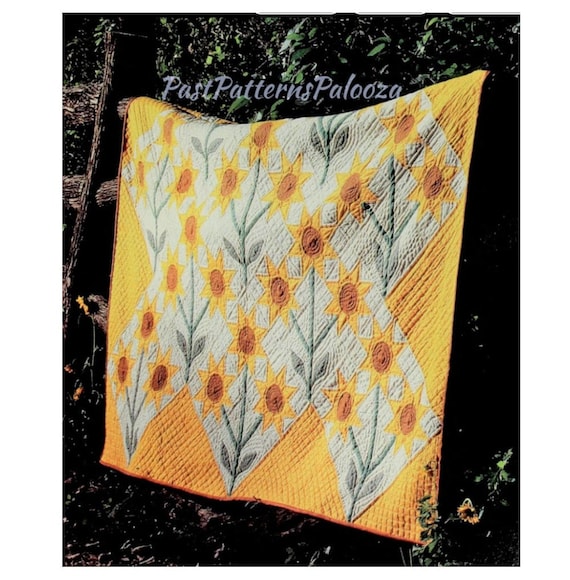 Vintage Sewing Pattern Triple Sunflower Quilt PDF Instant Etsy