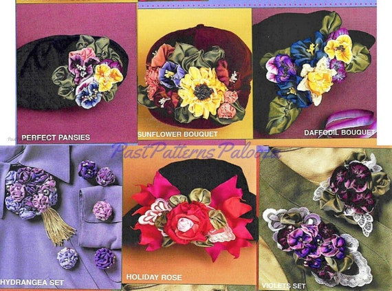 Vintage Ribbon Art Pattern Womens Pretty Fabric Flower Fashion Accessories  PDF Instant Digital Download Floral Hat Lapel Brooch Wire Ribbons 