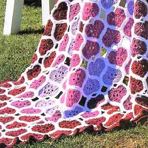Vintage Crochet Pattern Interlocking Hearts Afghan PDF Instant Digital Download Linked Valentines Hearts Throw Blanket 54x60 Chunky 12 Ply 画像 3