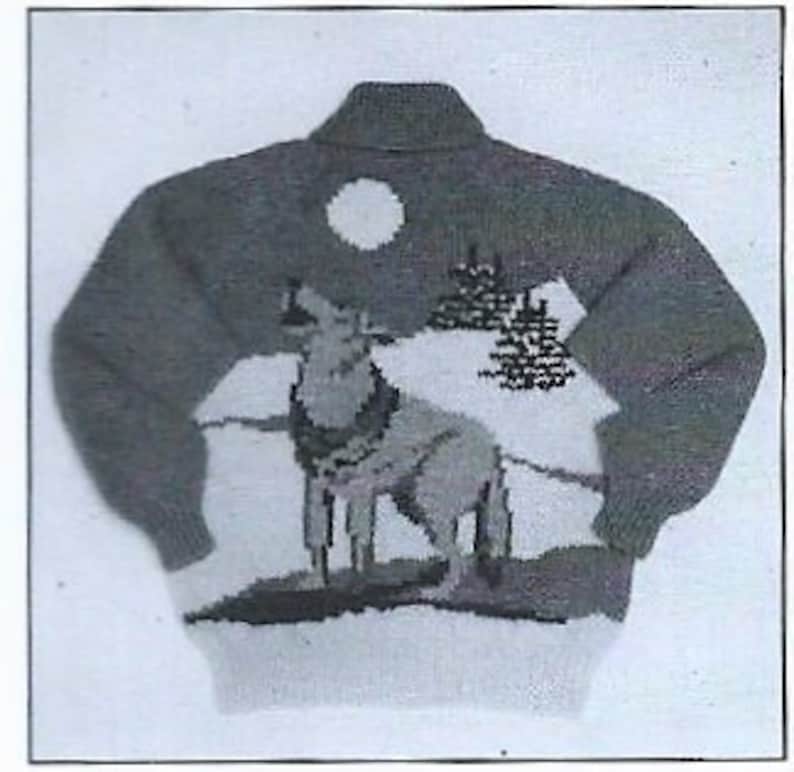 Vintage Knitting Pattern Knit Lone Wolf Sweater Jacket PDF Etsy