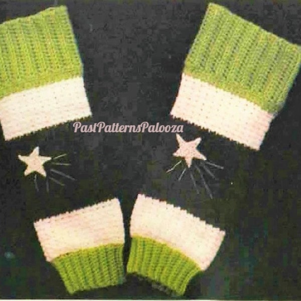 Vintage Crochet Pattern Holiday Star Striped Legwarmers PDF Instant Digital Download Retro Christmas Leg Warmers Shooting Star 10 Ply