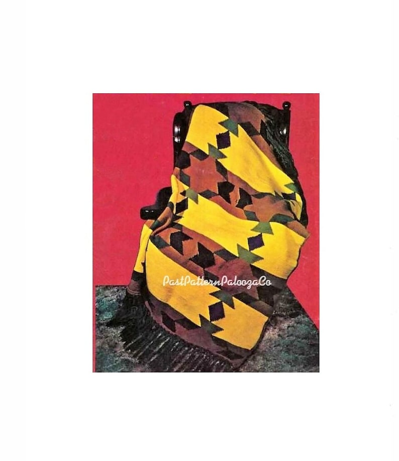 Vintage Crochet Pattern Indian Sands Stars Navajo Afghan Blanket PDF ...