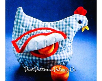 Vintage Sewing Pattern Henny Penny Bun Warmer Gingham Chicken Hen Bread Basket Cover PDF Instant Digital Download Country Farmhouse Chic