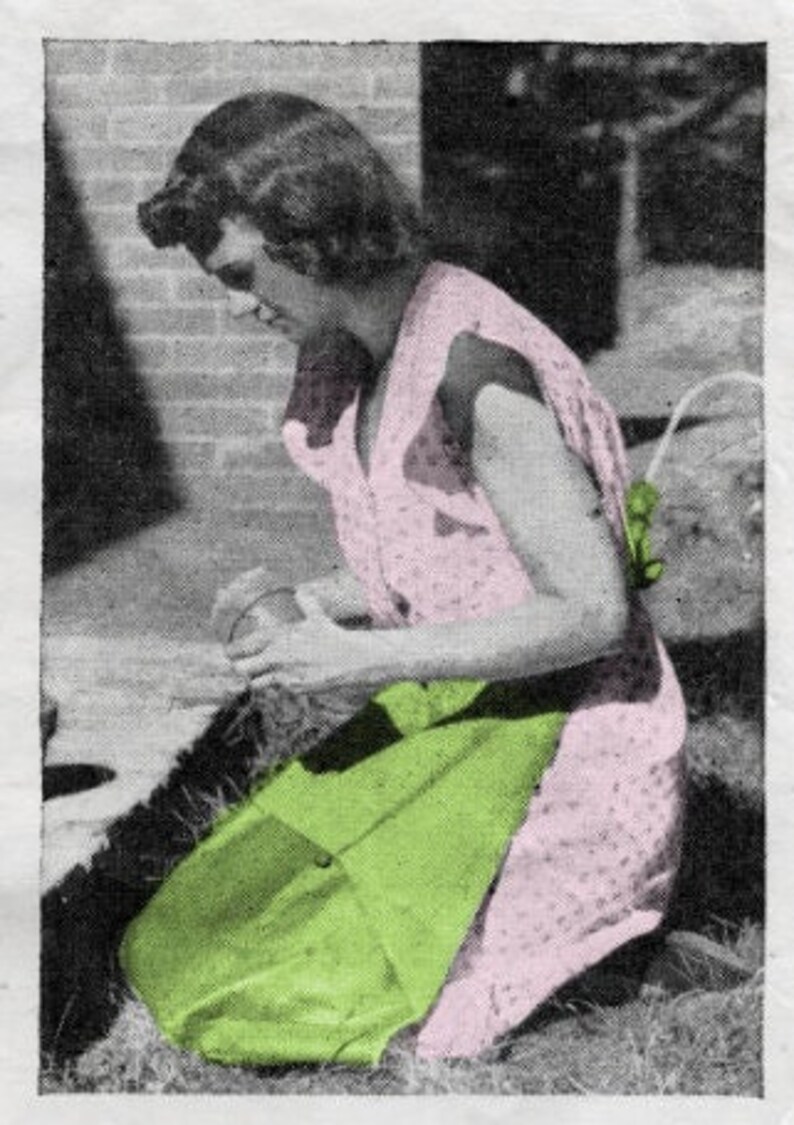 Vintage Sewing Pattern Womens Kneeling Work Apron PDF Instant Digital Download Easy Sew Gardening Working Large Pocket c. 1940s Design imagen 2