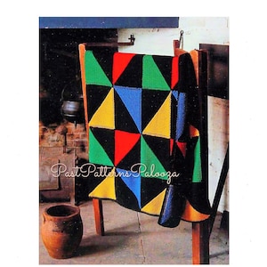 Vintage Knitting Pattern Pinwheel Squares Blanket Afghan Garter Stitch PDF Instant Digital Download Quick Simple Easy Beginners 10 Ply