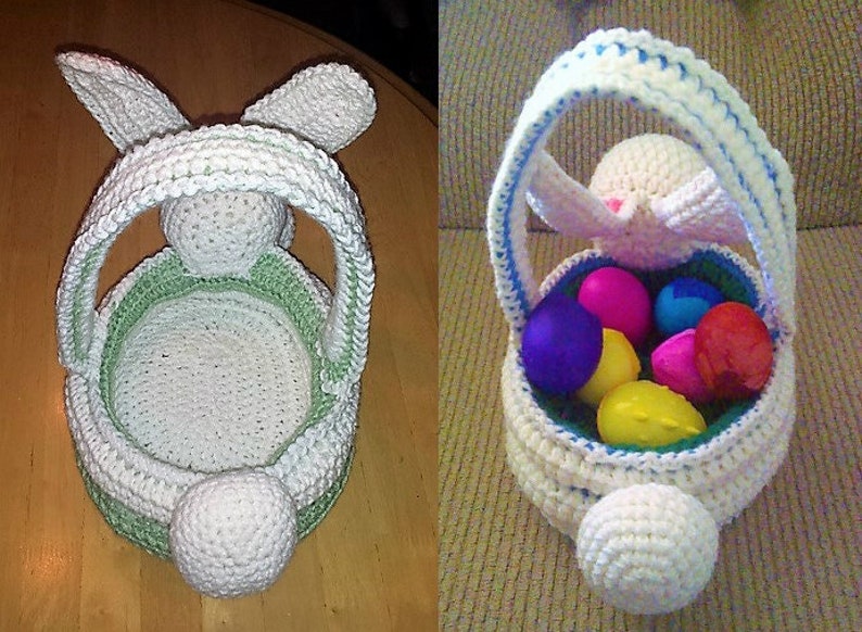 Vintage Crochet Pattern Plush Bunny Easter Egg Basket PDF Instant Digital Download 10 Ply Quick Easy Plush Amigurumi image 3