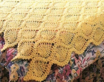 Vintage Crochet Afghan Pattern Pineapple Throw Bedspread PDF Instant Digital Download Pineapples Motif Twin Bed Blanket 49x81 10 Ply 1