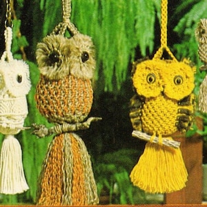 Vintage 1978 How To Make A Macrame Owl Patterns Book PDF Instant Digital Download 13 Projects Retro Owls Instructional Knotwork
