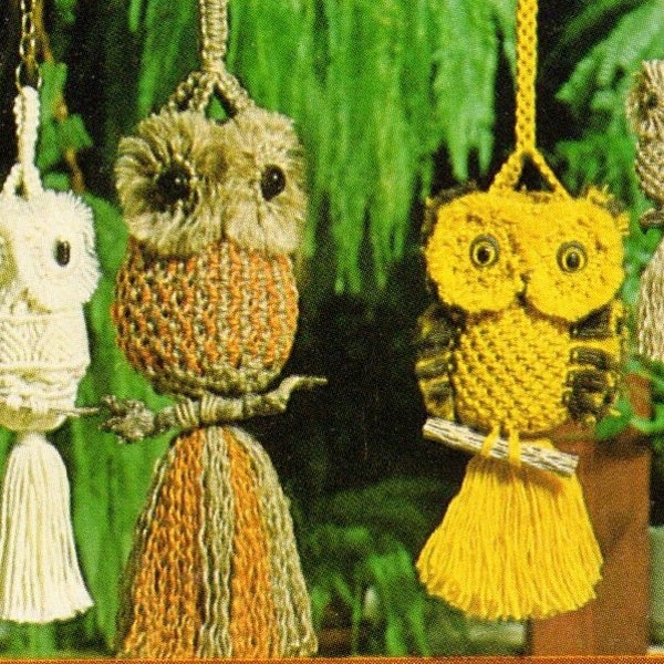 Vintage 1978 How To Make A Macrame Owl Patterns Book PDF Instant Digital Download 13 Projects Retro Owls Instructional Knotwork