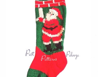 Vintage Fleisher Santa Christmas Stocking Knitting Pattern PDF Instant Digital Download Nostalgic Hanging Stocking Fireplace Retro Sock 1955