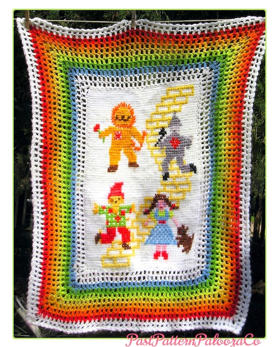 Vintage Crochet Pattern Yellow Brick Road The Wizard of Oz Blanket Afghan PDF Instant Digital Download Child Kids Coverlet Bed Throw