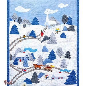 Vintage Christmas Quilt Sewing Pattern Calico Country Village Victorian Winter Wonderland PDF Instant Digital Download Wall Hanging