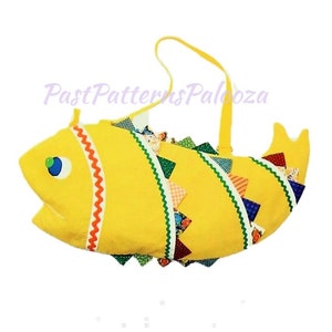 Vintage Sewing Pattern 32&quot; Fun Fabric Fish Tote Bag Beach Swim Carry All Overnight Duffle Bag PDF Instant Digital Download