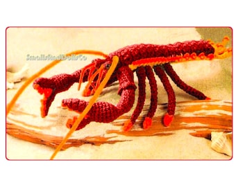 Vintage Crochet Pattern 11" Lobster Soft Toy PDF Instant Digital Download Sea Shell Seashell Sea Life Crustacean Amigurumi