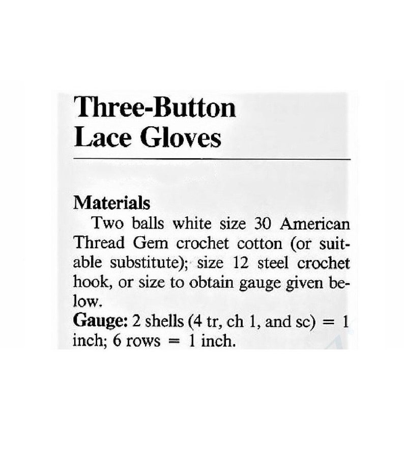 Vintage Crochet Pattern Womens Victorian Lace Three-Button Gloves PDF Instant Digital Download Shell Stitch Lacy Cotton Thread image 2