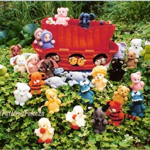 Vintage Crochet Pattern 4&quot; Noahs Ark Amigurumi Mini Animal Beanies Soft Toys PDF Instant Digital Download 28 Animal Designs + Ark Storage