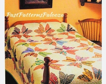 Vintage Sewing Pattern Butterfly Blocks Bed Quilt PDF Instant Digital Download Pretty Appliqued Butterflies Clamshell Quilting 90x90