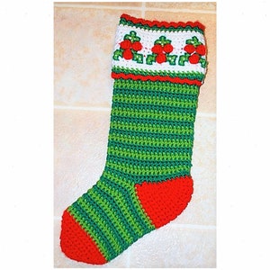 Vintage Crochet Pattern Holly Berries Christmas Stocking Tree Skirt & Napkin Ring Holder Mistletoe Set PDF Instant Digital Download 4 Ply