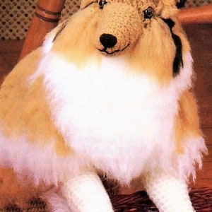 Vintage Crochet Pattern Rough Collie Dog PDF Instant Digital Download Purebred Puppy Amigurumi Plush Stuffed Soft Toy 16&quot; 10 Ply