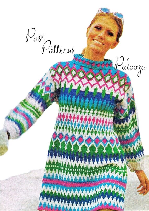 Vintage Knitting Pattern Womens Nordic Icelandic Mini or Maxi Sweater Dress  PDF Instant Digital Download Retro Fair Isle Scandinavian - Etsy Canada