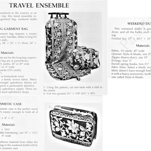 Vintage Travel Ensemble Sewing Pattern Hanging Garment Bag Tote Duffle Bag Cosmetic Case PDF Instant Digital Download Fabric Travel Trio afbeelding 3