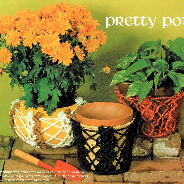 Vintage Macrame Pattern Plant Pot Holders PDF Instant Digital Download Potted Plant Holders for Terracotta Garden Pots