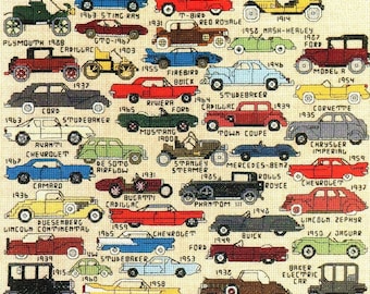 Vintage Cross Stitch Patterns Mini Classic Cars Motifs PDF Instant Digital Download Embroidery 35 Retro Automobile Designs A1