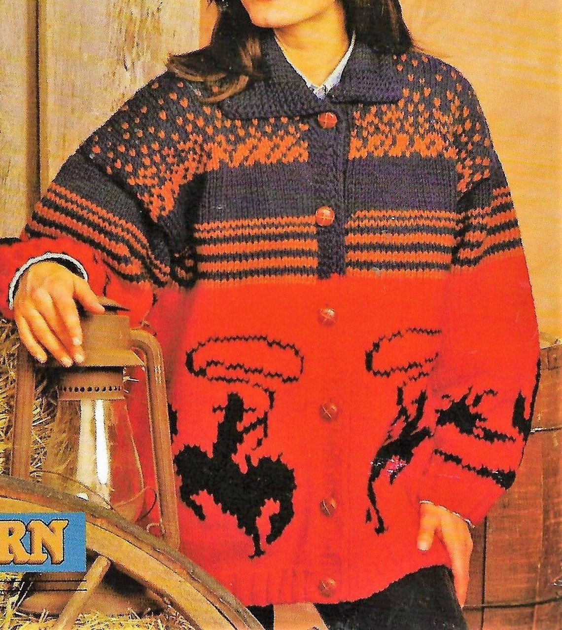 Vintage Knitting Pattern Womens Western Cardigan Jacket PDF Instant ...