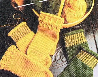 Vintage Crochet Pattern Womens Afghan Stitch Mittens Crocheted Tunisian Mitts PDF Instant Digital Download 10 Ply