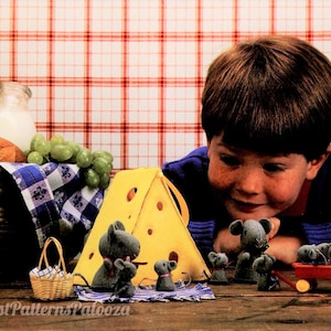 Vintage Sewing Pattern Felt Mouse Family and Swiss Cheese Chalet House Holder PDF Instant Digital Download Mini Sewn Soft Toys