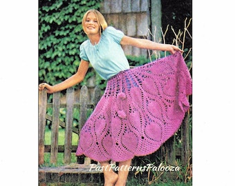 Vintage Crochet Pattern Versatile Pineapple Skirt & Poncho PDF Instant Digital Download Retro Mod Boho Hippie Chic 1970s 10 Ply
