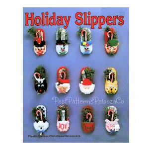 Vintage Plastic Canvas Pattern Cute 4" Christmas Holiday Slippers Ornaments PDF Instant Digital Download Hanging Tree or Package Trim
