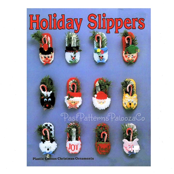 Vintage Plastic Canvas Pattern Cute 4" Christmas Holiday Slippers Ornaments PDF Instant Digital Download Hanging Tree or Package Trim
