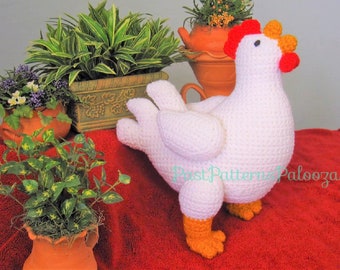 Vintage Crochet Pattern 13" Chicken Rooster PDF Instant Digital Download Farm Animal Amigurumi Plush Soft Toy 10 Ply
