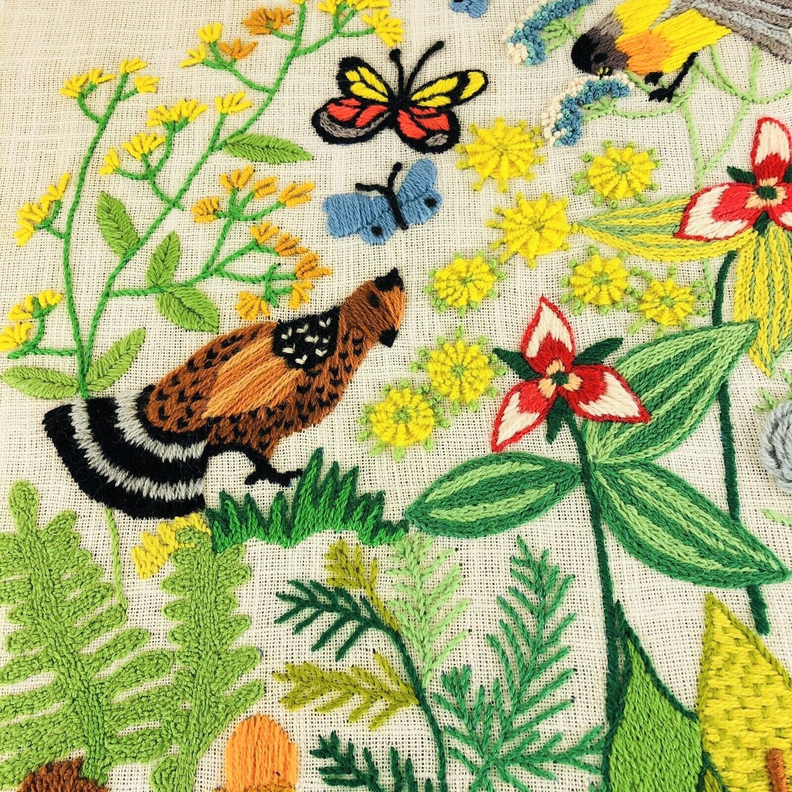 Crewel Insects Vintage Crewel Embroidery Pattern Woodland Plants Animals Botanical ...