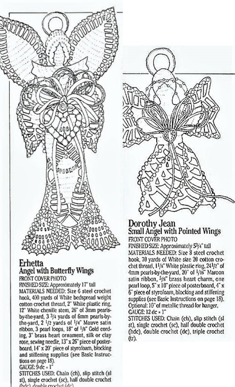 Vintage Crochet Patterns Cotton Thread Lace Christmas Angel Ornaments Centerpieces Tree Toppers PDF Instant Digital Download 7 Designs imagen 5