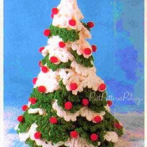 Vintage Crochet Pattern 12" Snowy Christmas Tree PDF Instant Digital Download Crocheted Holiday Decor Amigurumi Centerpiece Design no. 1 B2