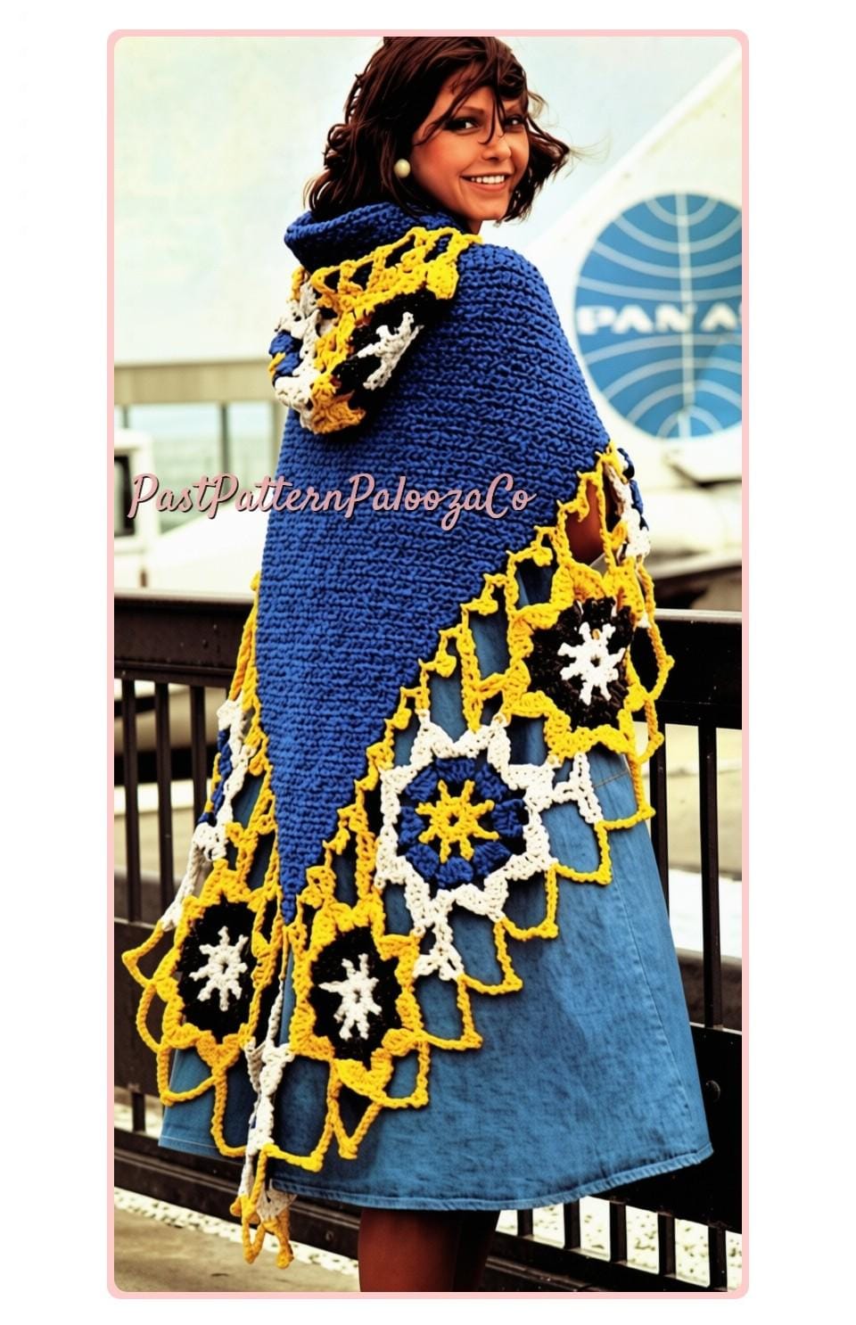 Lacy Hooded Medallion Shawl with Boho Motifs