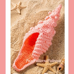 Vintage Crochet Pattern 12" Florida Horse Conch Shell PDF Instant Digital Download Crochet Seashell Sea Life Amigurumi Plush Soft Toy 4 Ply