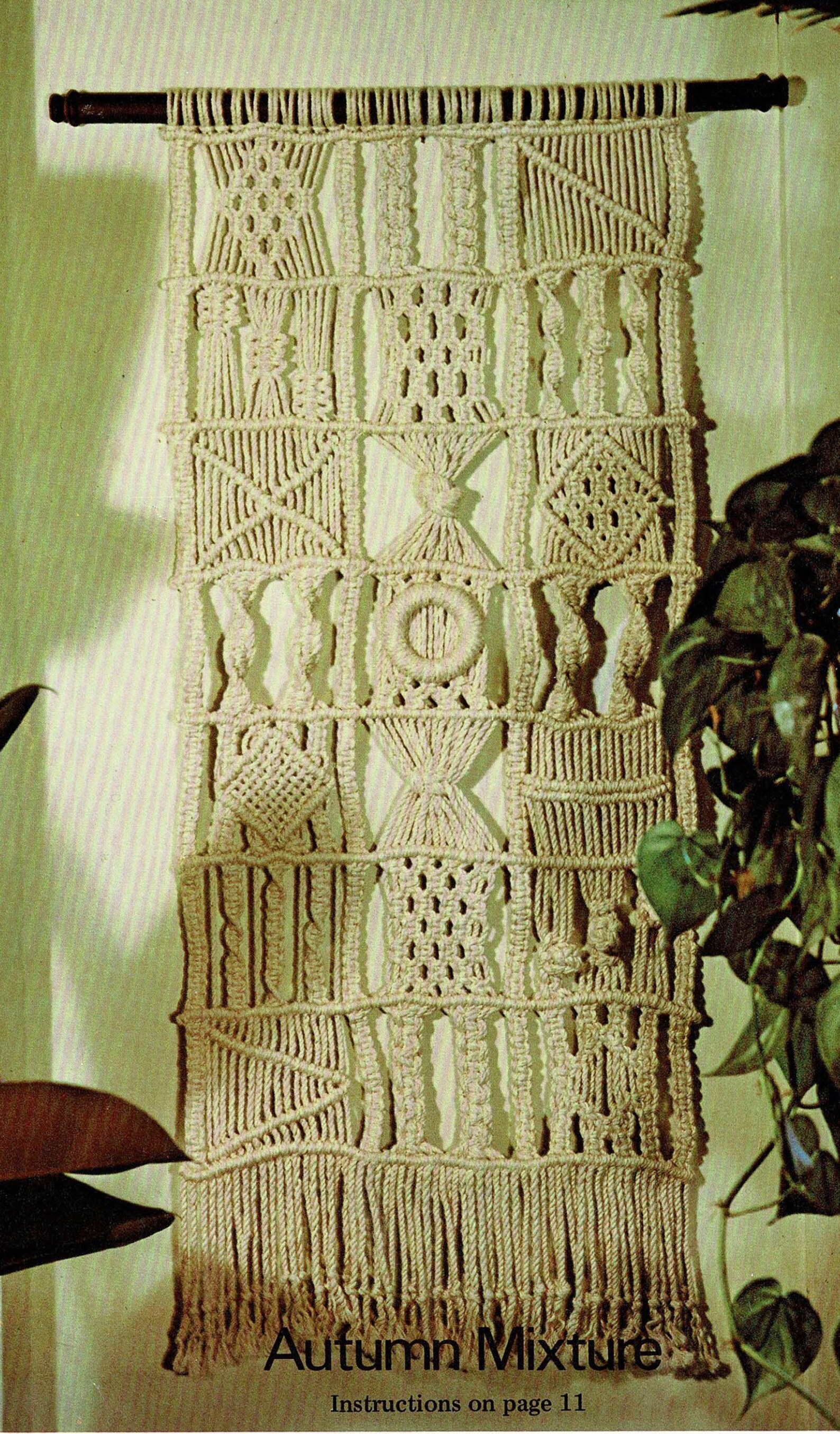 Macrame Patchwork Vintage Macrame Pattern Large Patchwork Sampler Wall Hanging Autumn ...
