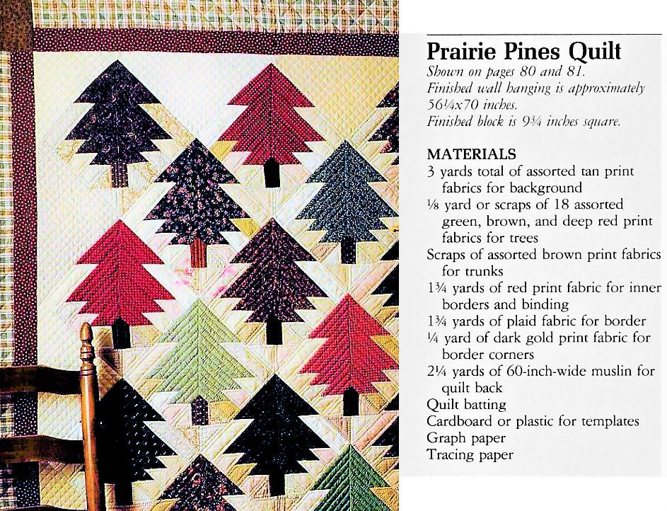 Vintage Sewing Pattern Patchwork Prairie Pine Trees Quilt Wall Hanging ...