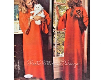 Vintage Sewing Pattern Womens Retro Kaftan Lounge Dress PDF Instant Digital Download Groovy Boho Loose Luxurious Caftan